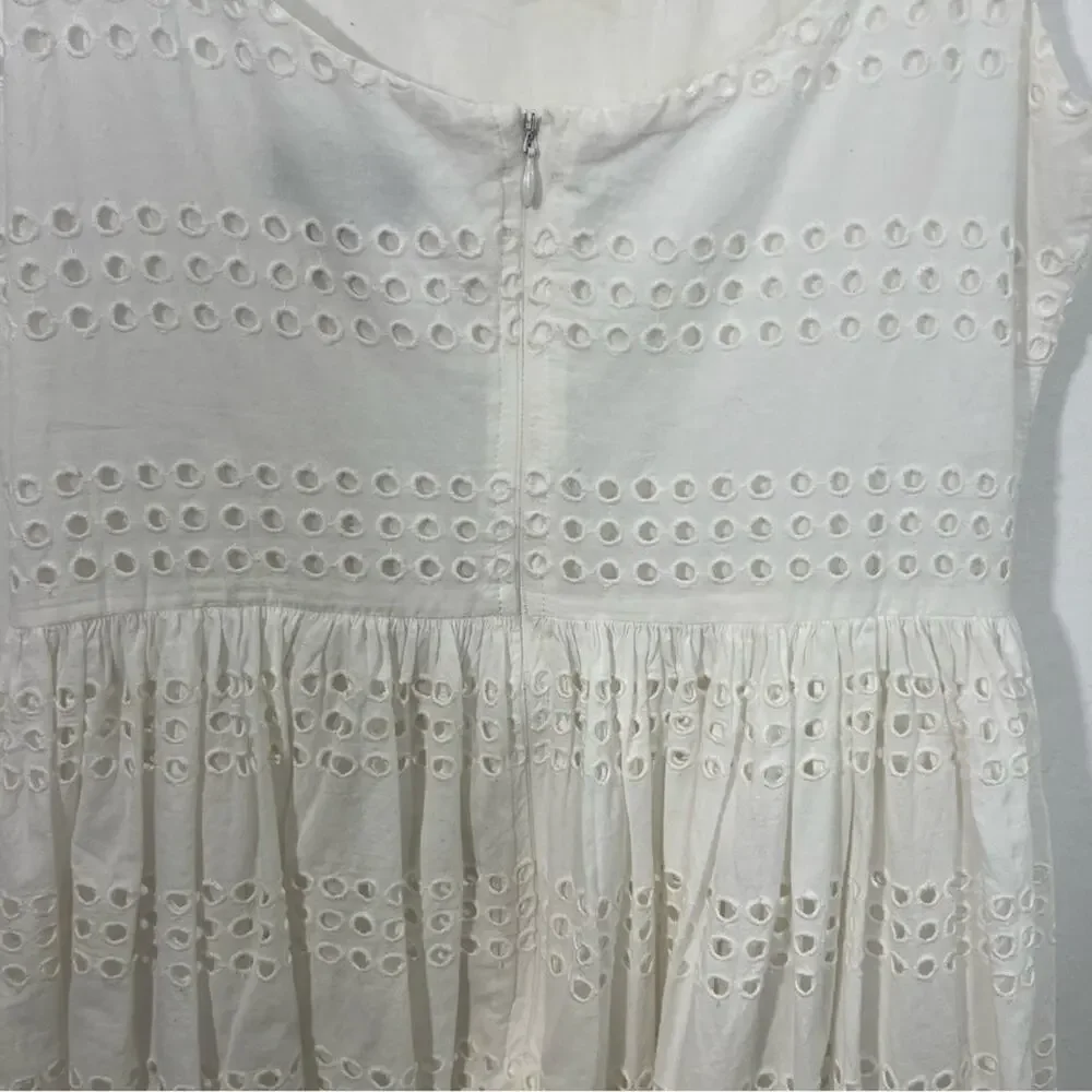 J. Crew White Eyelet Spaghetti Strap Classic Dress Size 6 NWT